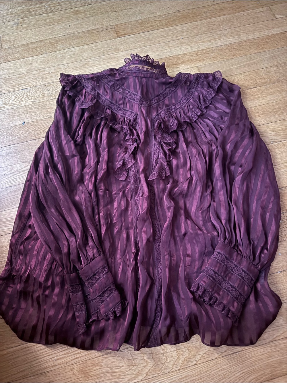 Zimmerman long sleeve maroon silk top